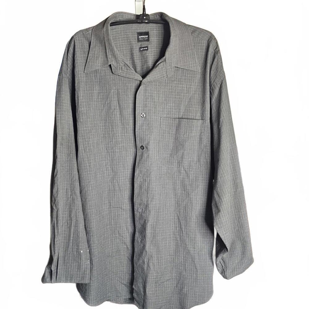 Arrow Wrinkle Free Gray Button-Up Dress Shirt XL 17-17 1/2